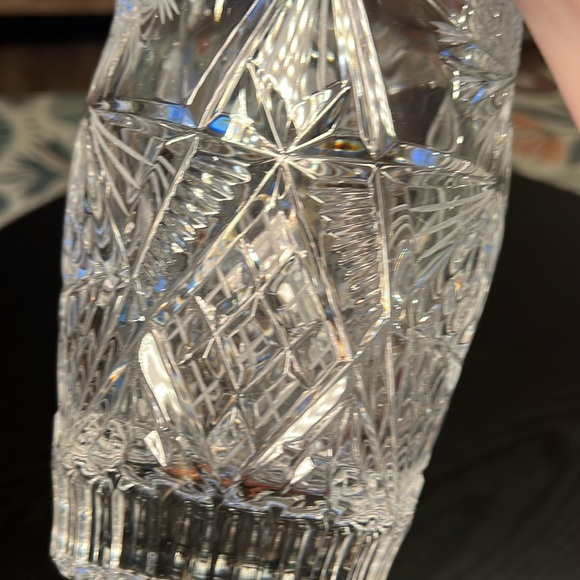 Vintage Poland Heavy Crystal Hand Cut Pinwheel Star Vase - Picture 11 of 11